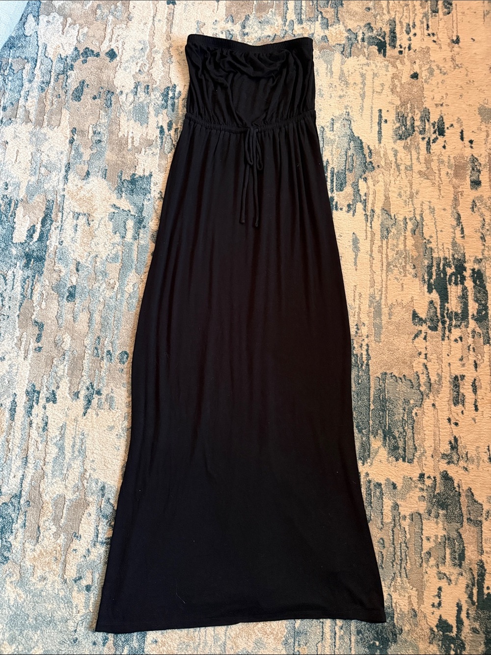 Old Navy Black Strapless Maxi Dress with Drawstring Waist